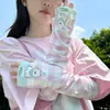Mangas de Hielo Rosa a Cuadros con Protección Solar para Mujer, Nuevo Estilo Verano 2025, Protección UV, Diseño Lindo de Dibujos Animados, Corte Holgado para Conducir