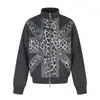 Chamarra unisex de subcultura retro americana con estampado de leopardo y patchwork Union Jack, adecuada para primavera y otoño, con doble cremallera y cuello alto, una prenda de abrigo de estilo high-street