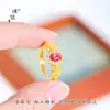 Anillo Corazón de Hielo Triturado Forma de Corazón Huevo de Paloma Oro Brillante 24K Estilo Corte Francés de la Tienda de Oro Puzuo, Anillo Elegante y de Lujo Ligero