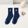 Calcetines para mujer y hombre en otoño e invierno, finos, gruesos, modernos, con estampado de tiburón, con la letra P de celebridades de Internet, calcetines deportivos casuales de baloncesto.