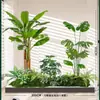 Combinação Paisagística de Plantas Artificiais Verdes Estilo Tropical com Vasos para Escadas Internas e Varandas, Plantas Verdes Grandes para Decoração de Casa, Sem Manutenção