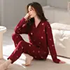 Pijama de Algodón Puro Nuevo Otoño 2026 para Mujer, Conjunto Delgado de Manga Larga y Pantalón Largo Casual Cómodo para Casa, Se Puede Usar al Aire Libre