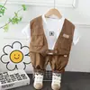 Traje Falso de Tres Piezas para Niños Verano Nuevo de Moda Fresco Ropa Infantil Verano Ropa de Trabajo Manga Corta Niño Verano Bebé Ropa de Verano