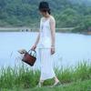 Camisola Básica Blanca Shanzizai Suave de Algodón Manga Corta 60407 Versátil Estilo Corto Literario Retro