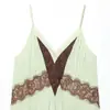 Para Comercio Exterior Europeo y Americano Transfronterizo Ropa de Mujer Aliexpress Más Vendido de Verano Bloque de Color Encaje Parcheado Tirantes Minivestido