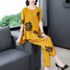 Terno Casual Feminino Verão Nova Moda Manga Curta Plus Size Roupa Feminina Roupa Esportiva Calça Harem Emagrecedora Conjunto Duas Peças Tendência