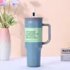 Termo de Gran Capacidad Transfronterizo, Estilo Ovalla Taza para Coche de 40 oz, Taza de Hielo Portátil con Asa de Popote