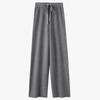 Pantalones de pierna ancha de estilo coreano para mujer, de punto de lana pura, de cintura alta, elegantes, sencillos y combinables, informales.