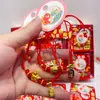 Novo Pulseira de Fio Vermelho com Pônei Banhado a Ouro de Ano Novo com Bom Significado, Pulseira de Bênção Tecida à Mão, Pulseira Decorativa