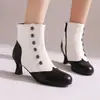 Botas a juego estilo retro con remaches, botas romanas, tacón medio grueso, botas Martin, botas Brock para mujer, tallas grandes 40-50, comercio exterior