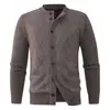 Comercio Exterior Transfronterizo Suéter Cardigan Casual para Hombre Chaqueta Chaqueta Forrada de Polar Otoño e Invierno Juventud y Edad Media Punto con Patrón de Diamantes Botones