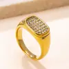 Joyería de Acero Titanio Moda Transfronteriza, Anillo de Acero Inoxidable Geométrico de Lujo Ligero Incrustado con Diamante Fundido, Anillo Simple y Versátil para el Dedo Índice