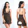 Fornecimento transfronteiriço europeu e americano Comércio exterior quente nova lingerie sexy perspectiva preta sexy malha nightdress fábrica vendas diretas