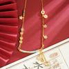 Nuevo Collar de Oro Arena Vietnamita Estilo Chino Esmalte Codo Borla Mariposa Cadena Clavícula para Mujer Combinación con Todo Color Libre a Largo Plazo Primera Joya