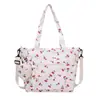 Bolsa de Hombro de Lona Grande de Cerezas Estampadas de Verano para Mujer, Casual, Gran Capacidad, para Estudiantes, Clases, Viajes