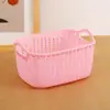 Cesta de Armazenamento para Armário Cor Sólida Atacado Cesta de Armazenamento de Plástico Oco Imitação de Vime com Alças Cesta de Armazenamento para Diversos Banheiro Quarto