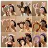 Faixa de cabeça fofa com orelhas de panda para lavar o rosto, faixa de cabeça de pelúcia de desenho animado com coroa alta para mulheres, faixa para maquiagem e lavar o cabelo, acessório de cabelo