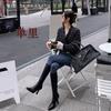 Novidade Outono e Inverno 2026 Botas Longas de Bico Fino para Mulheres, Botas Longas Brancas, Botas Elásticas de Salto Fino, Botas Slim de Salto Alto, Abaixo do Joelho