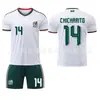 26 Copa del Mundo México Visitante No. 14 Jersey No. 9 Raúl No. 22 Lozano Conjunto de Uniforme de Fútbol Jersey para Adultos