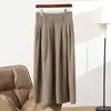 Venta al por mayor transfronteriza del fabricante de falda de punto cálida de lana 100% engrosada, de cintura alta, longitud media, de cachemira y lana en stock