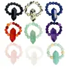 Anillos Apilables de Columna Hexagonal de Amatista para Mujer, Anillos de Pareja con Cuentas de Piedra Natural de Gama Alta de Nicho, Joyería Europea y Americana