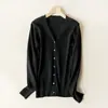 Top de manga comprida com decote V, jaqueta tipo xale pequena, malha fina para atacado de primavera e outono, suéter feminino, cardigã curto, novo estilo