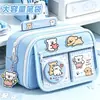 Conjunto de material escolar fofo com tema de cachorrinho para crianças, apresentando um estojo de nove compartimentos, designs de desenhos animados e adequado para alunos do ensino fundamental como um pequeno presente ou presente de aniversário