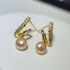 Nova Prata Esterlina S925 Pérola Natural de Água Doce Genuína Joias Brincos Banhados a Ouro 18K Joias de Pérola Zhuji Uma Peça Dropshipping