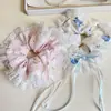Estilo Coreano Dulce Nuevo Borde de Encaje Lazo de Cinta Rosa Floral Tela Floral Lazo para el Pelo de Intestino Grueso Adorno para Cola de Caballo Alta de Mujer