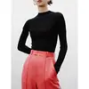 Suéter de Tricô de Lã de Alta Qualidade com Gola Alta para Mulheres, Peça Única Sem Costura Slim-Fit para Outono e Inverno