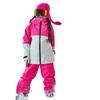Traje de Esquí de Invierno para Niños, Grueso, Cálido, Color Rojo Rosa con Empalmes, Resistente al Frío, Estilo Familiar, Ropa Familiar, Exterior Familiar