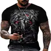 Entrega Direta da Fábrica Camiseta de Manga Curta Impressa em 3D Europeia e Americana Caveira Solta Casual Diária Camiseta Masculina Versátil