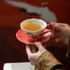 Colección de juego de té de cerámica pintado a mano con engobe: gaiwan, tetera, taza de maestro, taza de degustación, soporte para tetera, taza de café