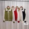 Otoño e Invierno Spice Girl Muñeca Nueva Punto de Color Contrastante Suéter de Manga Larga con Lazo Punto Pegajoso Top Básico Moderno
