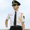 Ropa de Seguridad de Verano Fibra de Bambú Camisa Blanca Uniforme de Capitán Piloto de Aviación Uniforme de Seguridad Ropa de Trabajo Traje Masculino