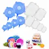 Tampas Populares de Silicone de Grau Alimentício para Conservar Alimentos, Conjunto de Seis Peças, Tampas Redondas Multifuncionais para Tigelas, Tampas de Vedação, Tampas de Silicone Elásticas