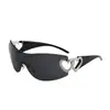 Gafas de sol sin montura de borde cortado estilo millennial para hombres y mujeres, modernas y elegantes, populares entre los influencers, estilo callejero retro, gafas de sol únicas de una sola pieza con forma de corazón