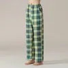 Calça de Casa Casual Confortável Feminina 100% Algodão Primavera e Verão Casa Solta Listrada Colorida Feminina Calça Única Calça de Pijama de Algodão