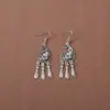 Novos Brincos de Tendência Nacional Estilo Chinês Estilo Antigo para Mulheres, Brincos Longos com Franja de Prata Xizang Estilo Palácio Retro, Joias para Orelha Estilo Étnico