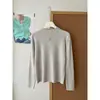 Suéter de punto simple, suave y cómodo, estilo japonés y coreano, con cuello semi alto para mujer, otoño e invierno, top base retro versátil para capas