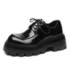 [Personalizado] Sapatos de Couro para Homem Primavera Novo Solado Grosso Cadarço Mocassins Brilhante Aumento Estilo Britânico Sapatos de Casamento para Noivo