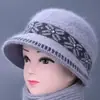 Sombrero de madre para mujeres de mediana edad y ancianas, otoño e invierno, cálido, con felpa adicional, gorro de lana tejido grueso, protección contra el frío, sombrero tipo cubo para abuela, señora mayor