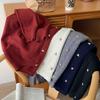 Cardigan Tricotado de Lã com Botões Pequenos Dourados em Coração Retrô Japonês e Coreano, Jaqueta Estilo Outono e Inverno Feminina, Top Casual para Sobreposição