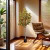 Madeira artificial de alta qualidade que muda de cor, com aspersão dourada, árvore banyan falsa, planta de vaso de chão, decoração de flor interna para sala de estar, bonsai verde falso