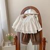 Conjunto de Algodón Bordado de Manga Larga para Niñas Otoño 2026 Nuevo Estilo Coreano Conjunto de Dos Piezas Camisa de Muñeca y Pantalones Casuales para Niños Pequeños