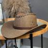 Sombrero de paja jazz de ala grande para mujer, ideal para verano, viajes al aire libre, protección solar, montañismo, vaquero occidental de moda para hombre.