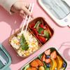 Lancheira Simples Dividida para Estudantes em Estilo Japonês Trabalhador de Escritório Lancheira Portátil Aquecível em Micro-ondas Selada com Talheres