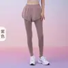 Calça Legging de Yoga Falsa Duas Peças com Bolso Embutido, Sensação Nua, Calça Longa de Fitness Respirável, Cintura Alta, Levanta Bumbum, Calça de Yoga Feminina