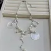 Collar de Perlas de Moda con Empalme y Borlas, Cadena para Clavícula de Concha Redonda, Gargantilla de Perlas Degradadas de Nicho, Exquisito Accesorio para Mujeres
