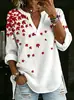 Amazon Transfronteiriço Feminino Blusa Gola V Estampa Floral 3D Digital Moda Gola Redonda Camisa Solta Estilo Primavera Verão
